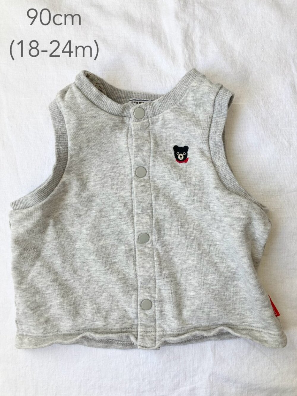🪴5/$30 Miki House 90cm 18-24 Months Toddler Grey Thin Vest Spring Preppy